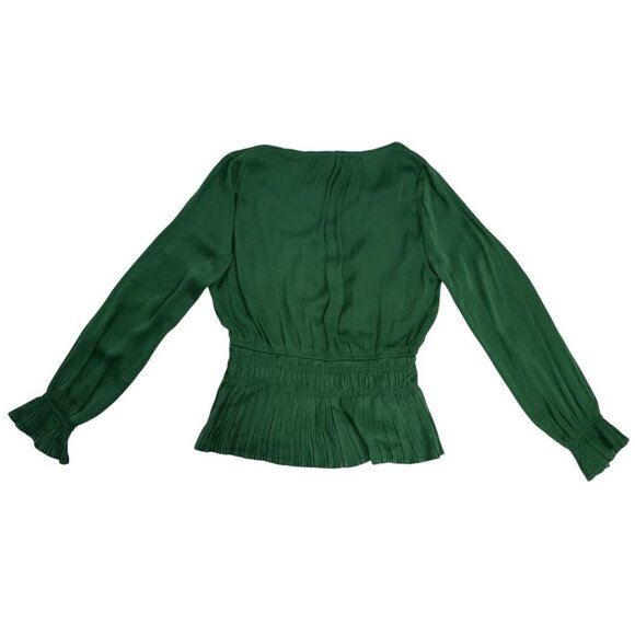 Philosophy Republic Green Pleated Waist Long-Sleeve Blouse XS 100% Polyester. - Picture 2 of 8